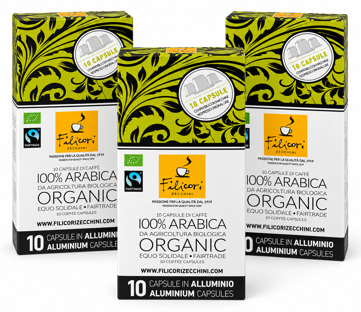 Filicori Zecchini Bio Fairtrade Kaffeekapseln – 100% Arabica – Nespresso® kompatibel – 10 Stück