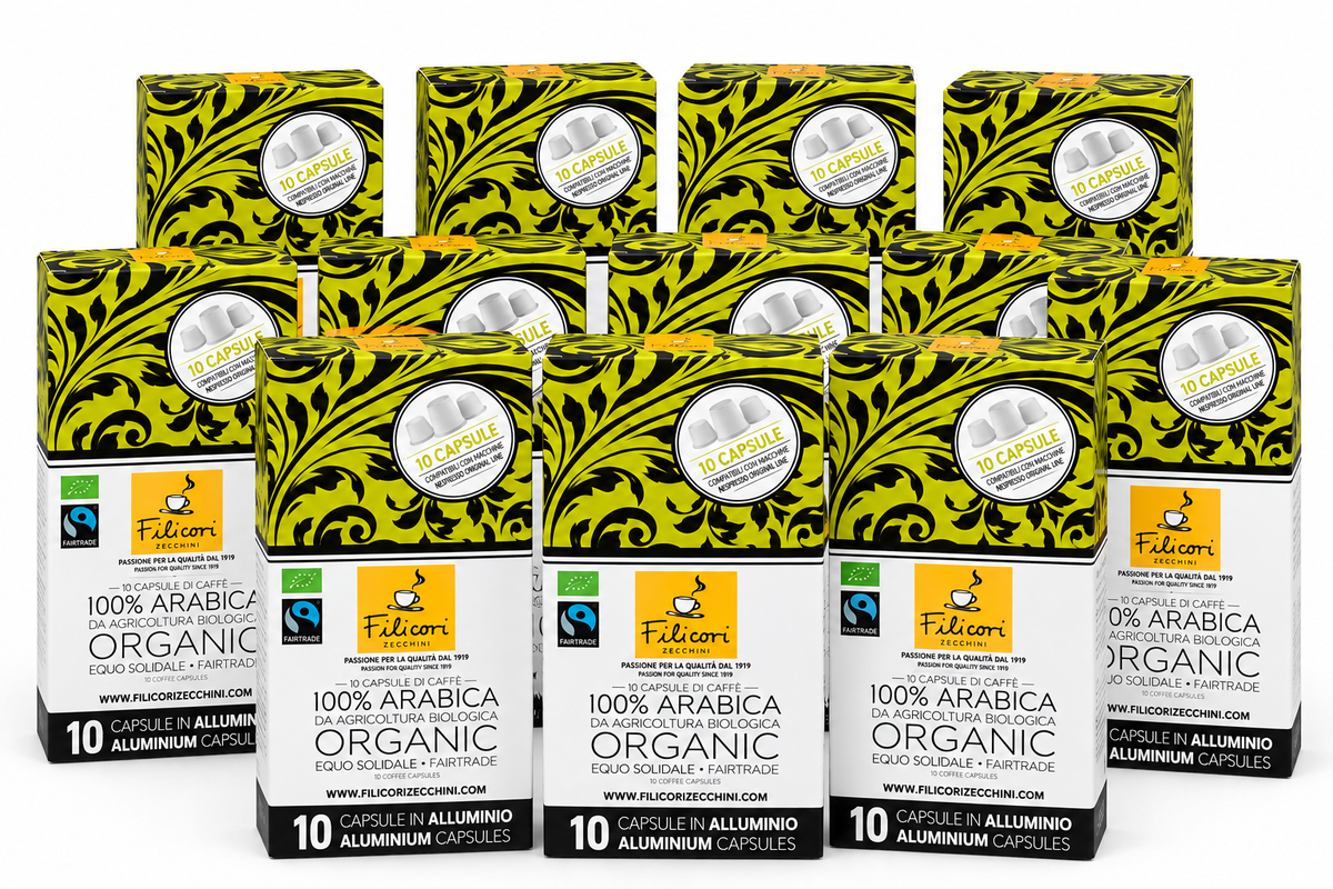 Filicori Zecchini Bio Fairtrade Kaffeekapseln – 100% Arabica – Nespresso® kompatibel – 10 Stück