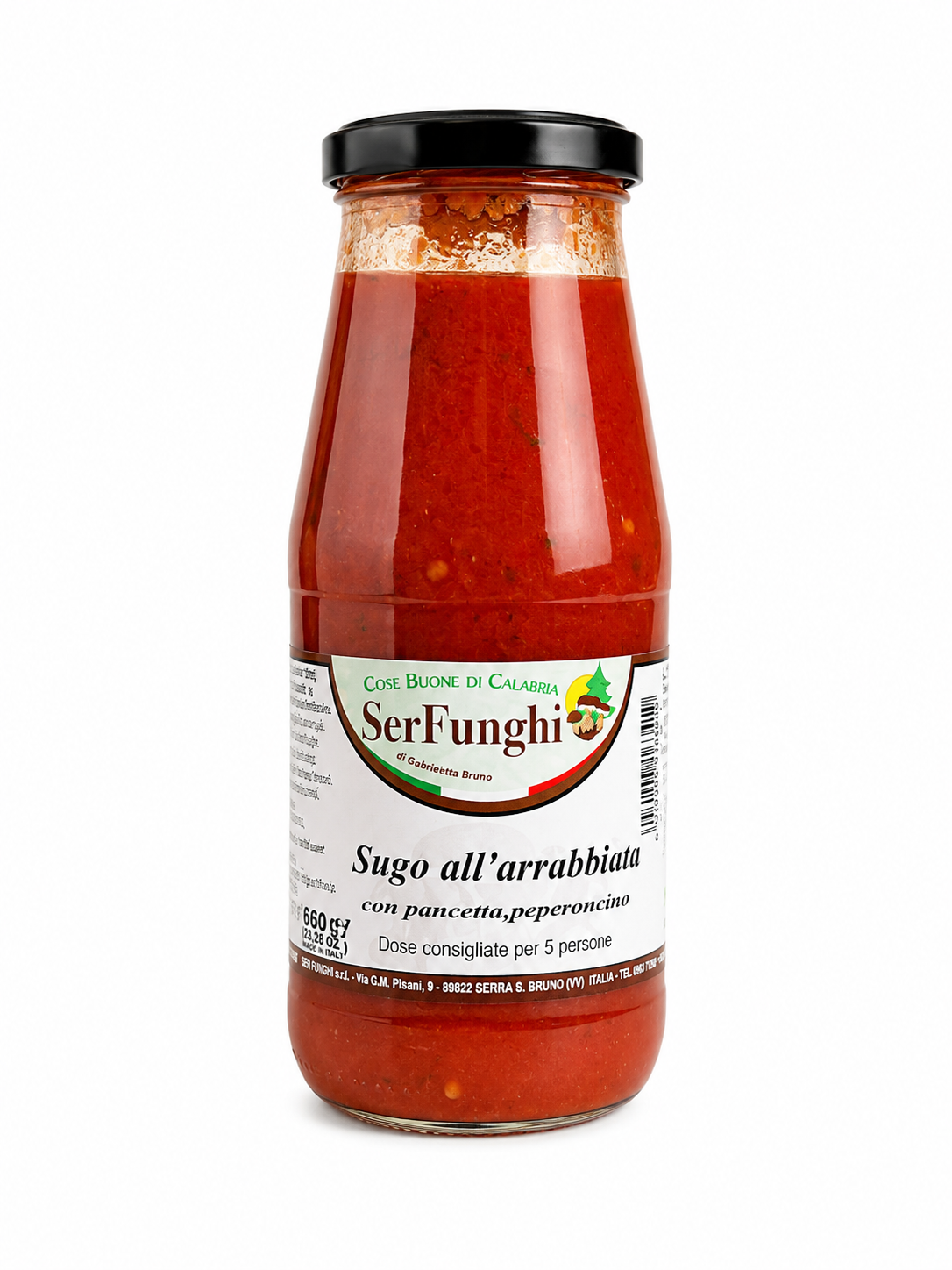 SerFunghi Arrabbiata-Sauce mit Speck & Peperoncino – 446 ml